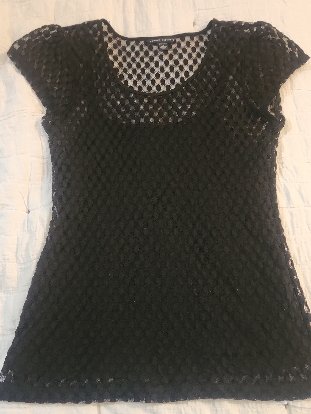 Banana Republic Black Lace Overlay Scoop Neck Top